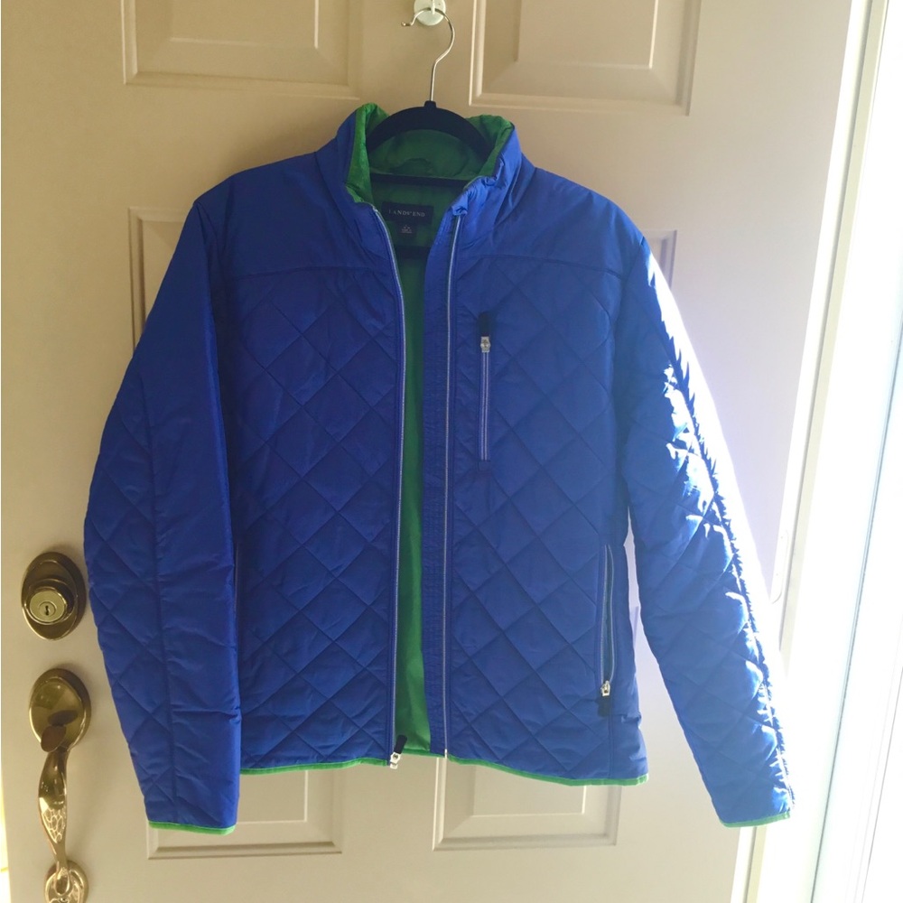 Lands End Blue Quilted Jacket